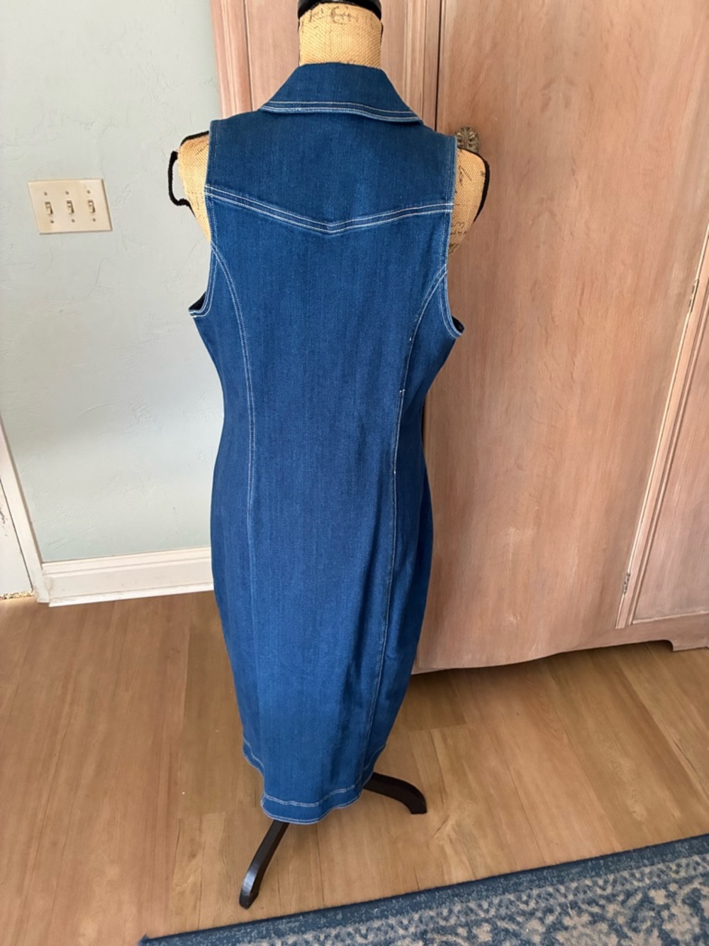 ANTHROPOLOGIE FITTED DENIM PILCRO MIDI DRESS COLOR DENIM DARK  XL NWT - Picture 13 of 16